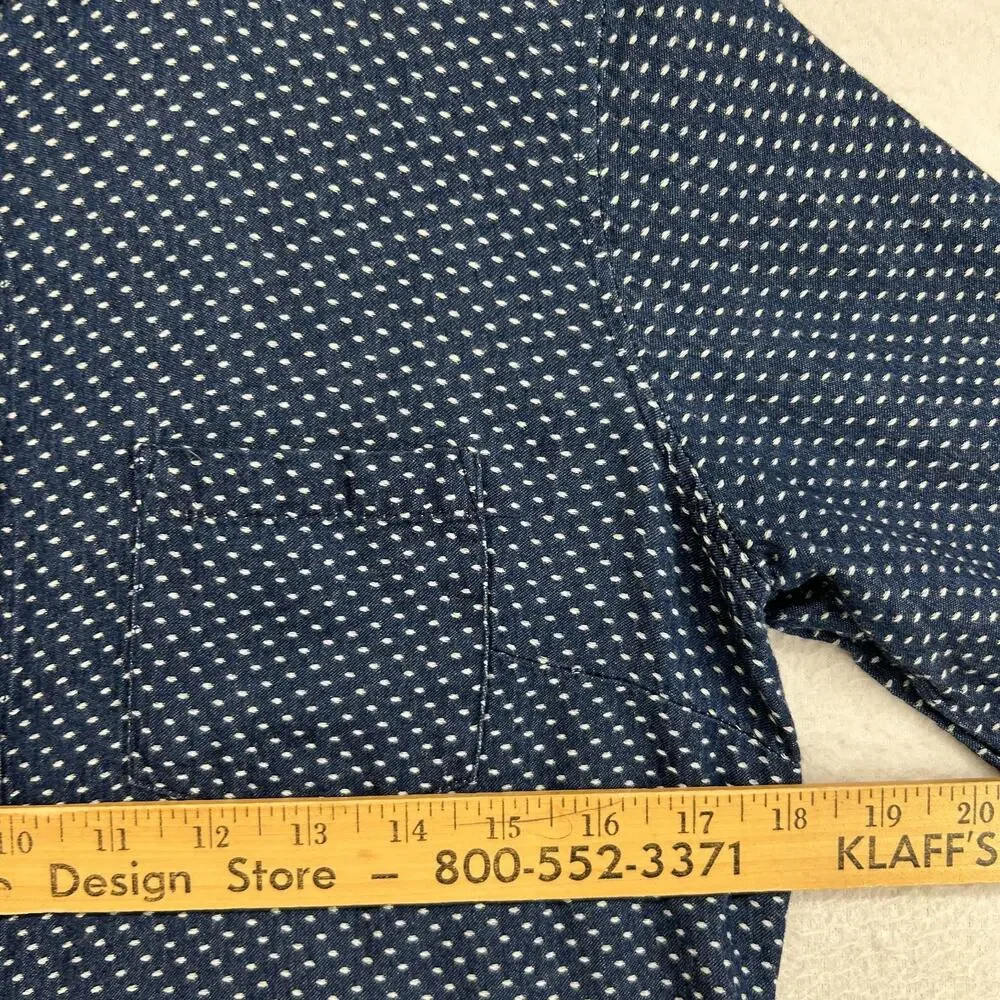 J.CREW Top Womens 2 Boy Shirt Polka Dot Button Up Long Sleeve Cotton Blue